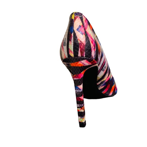 High Heels Stiletto Modern Setback Heel Pointed Toe Tatiana Multi Faux Snake 7M - Picture 3 of 10